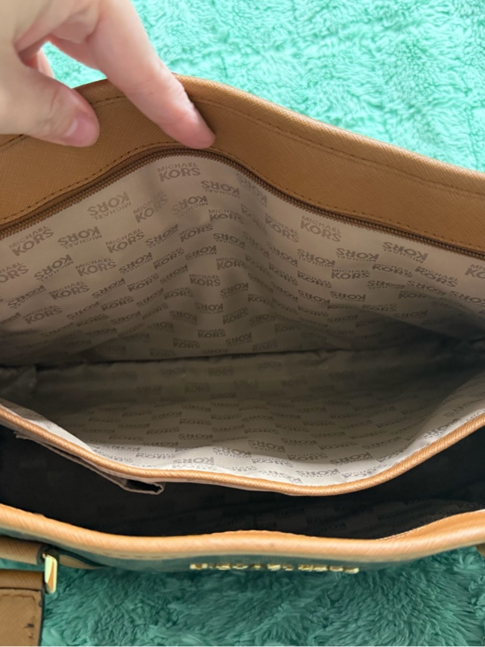 Michael Kors Brown & Tan MK Logo Tote - Picture 4 of 10